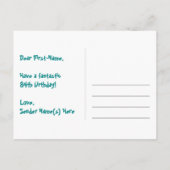 84歳の誕生日おめでとう:楽しいスターパターン、虹84、名前 ポストカード (裏面)