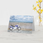 84歳の誕生日カードとバイク カード (黄色い花)