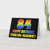84歳の誕生日: 大胆で楽しいシンプルなレインボー84 カード (正面)