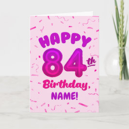 84歳の風船番号カスタム名の誕生日カード カード