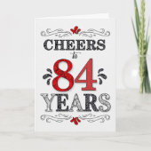 84番目の誕生日応援の赤い白い黒のパターン カード (正面)