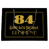 84番目の誕生日:インスパイアアールデコの「84」の外観と名前 ラージペーパーバッグ (正面)