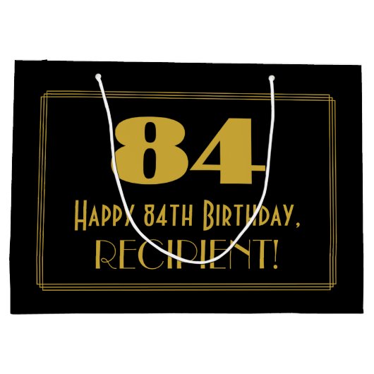 84番目の誕生日:インスパイアアールデコの「84」の外観と名前 ラージペーパーバッグ (裏面)