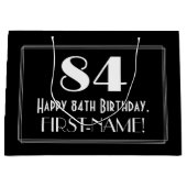 84番目の誕生日:インスパイアアールデコスタイル「84」、名前 ラージペーパーバッグ (正面)