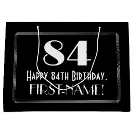 84番目の誕生日:インスパイアアールデコスタイル「84」、名前 ラージペーパーバッグ