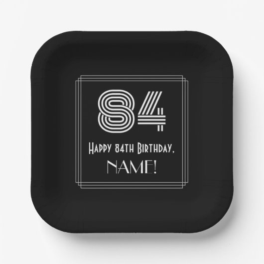 84番目の誕生日—インスパイアアールデコ検索「84」 +名前 ペーパープレート (正面)