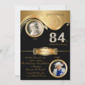 84番目，誕生日ウーマン84番目，アエレガントートデコ，黒 招待状 (正面)
