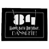 84誕生日インスパイア～アールデコルック"84" +名前 ラージペーパーバッグ (裏面)