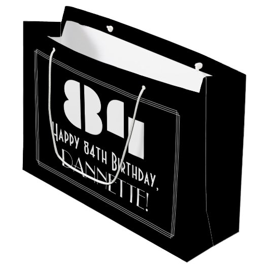 84誕生日インスパイア~アールデコルック"84" +名前 ラージペーパーバッグ (正面アングル)