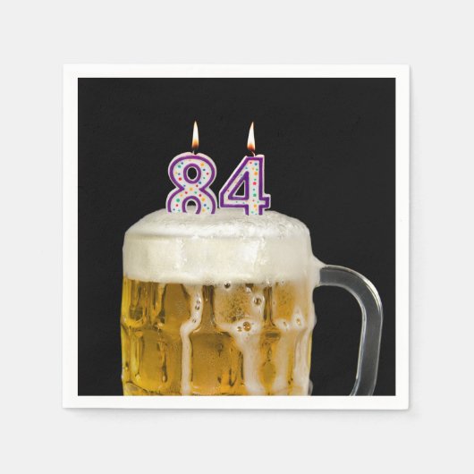 84誕生日ビールオンブラック スタンダードカクテルナプキン (正面)