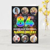 84誕生日:おもしろいレインボー#,名前をカスタムする&写真 カード (黄色い花)