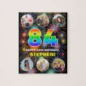 84誕生日:おもしろいレインボー#,名前をカスタムする+写真 ジグソーパズル (縦)