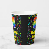 84誕生日:おもしろい音符パターン、レインボー84 紙コップ (左)