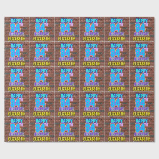 84誕生日:おもしろい、アーバングラフィティインスパイアルック ラッピングペーパー (フラット)