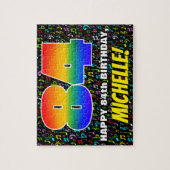 84誕生日:おもしろい、カラフル音楽シンボル、「84」 ジグソーパズル (縦)