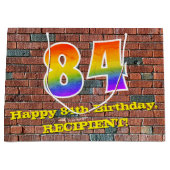 84誕生日:おもしろい、グラフィティインスパイアレインボーー# 84 ラージペーパーバッグ (正面)