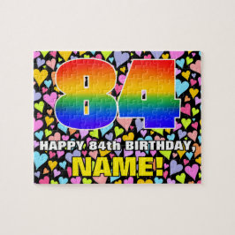 84誕生日—おもしろい、愛するハートシェイプ+「84」 ジグソーパズル
