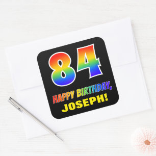 84誕生日:はっきりした,おもしろい,シンプル虹, 84 スクエアシール