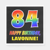 84誕生日:はっきりした,おもしろい,シンプル虹, 84 スタンダードランチョンナプキン (正面)