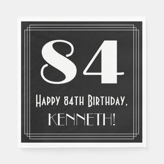 84誕生日~アールデコ見るインスパイア"84",名前 スタンダードランチョンナプキン (正面)