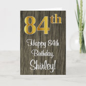 84誕生日:エレガントフェイク金ゴールドルック#,フェイク Wood カード (正面)
