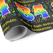 84誕生日:カラフルMusic Symbols, Rainbow 84 ラッピングペーパー (ロールコーナー)