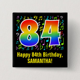 84誕生日:カラフルMusic Symbols, Rainbow 84 缶バッジ