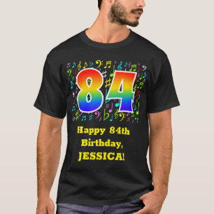 84誕生日:カラフルMusic Symbols, Rainbow 84 Tシャツ