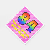 84誕生日：ピンクストライプのハート、レインボー# 84 スタンダードランチョンナプキン (角)
