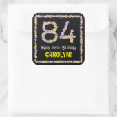 84誕生日:フローラ花数名前をカスタムする スクエアシール (バッグ)