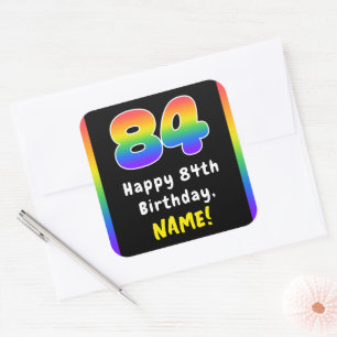 84誕生日:レインボースペクトル# 84、名前をカスタムする スクエアシール