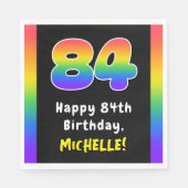 84誕生日:レインボースペクトル# 84、名前をカスタムする スタンダードランチョンナプキン (正面)