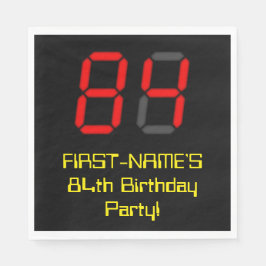 84誕生日：レッドデジタルクロックスタイル「84」 +名前 スタンダードランチョンナプキン