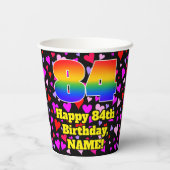 84誕生日：愛するハートパターン， Rainbow 84 紙コップ (裏面)