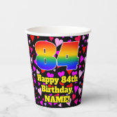 84誕生日：愛するハートパターン， Rainbow 84 紙コップ (正面)
