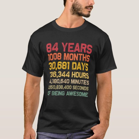 84thカウントダウン誕生日84歳男女 tシャツ (正面)