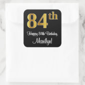 84th誕生日-エレガント豪華なフェイク金ゴールドルック# スクエアシール (バッグ)