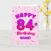 84th Balloon Number Custom Name Birthday Card カード (黄色い花)