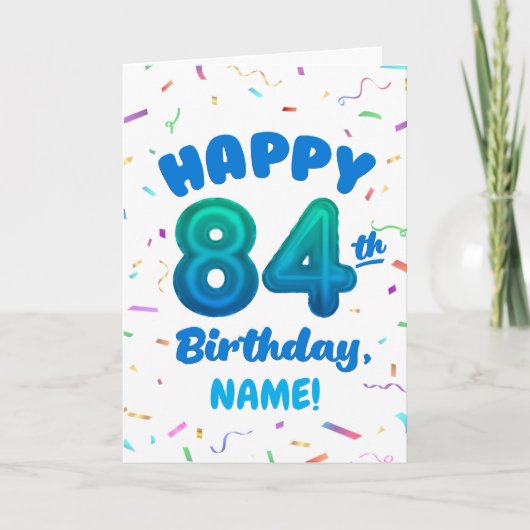 84th Balloon Number Custom Name Birthday Card カード (正面)