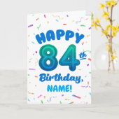 84th Balloon Number Custom Name Birthday Card カード (黄色い花)