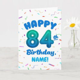 84th Balloon Number Custom Name Birthday Card カード
