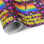 84th Birthday: Loving Hearts Pattern, Rainbow # 84 ラッピングペーパー (ロールコーナー)