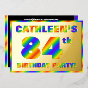 84th Birthday Party —おもしろい、レインボースペクトル「84」 箔招待状