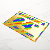 84th Birthday Party —おもしろい、レインボースペクトル「84」 箔招待状 (回転した状態)