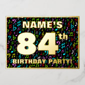 84th Birthday Party —おもしろい、音楽シカラフルンボル 箔招待状 (正面)