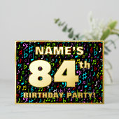 84th Birthday Party —おもしろい、音楽シカラフルンボル 箔招待状 (立ち正面)