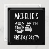 84th Birthday Party:アールデコスタイル(名前をカスタムする付) 招待状 (正面/裏面)