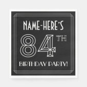 84th Birthday Party:アールデコスタイル+名前をカスタムする スタンダードランチョンナプキン (正面)