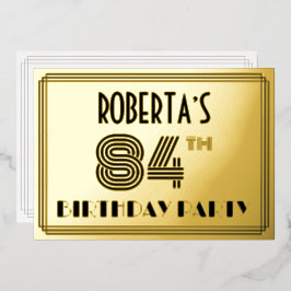 84th Birthday Party —アールデコスタイル「84」 & Name 箔招待状