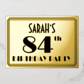 84th Birthday Party —アールデコ検索「84」 +名前 箔招待状 (正面)